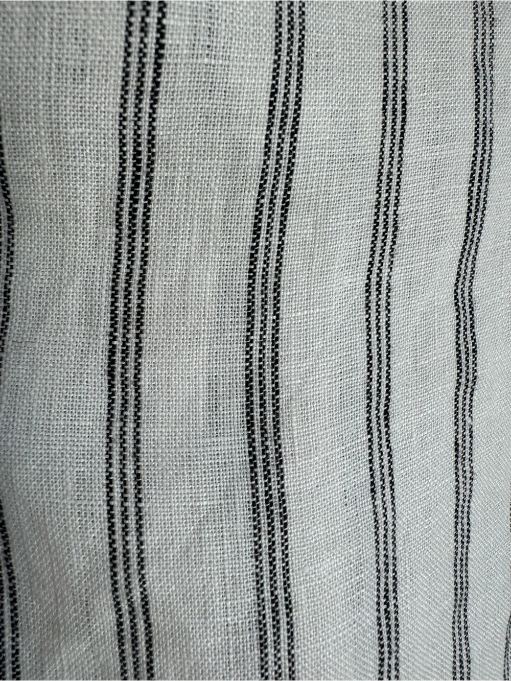 Quince Oatmeal Black Stripe 100% European Linen Tapered Ankle Pants Sz XL